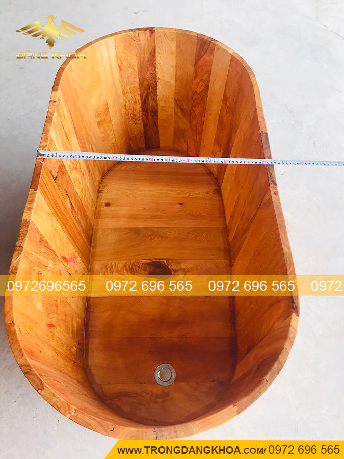 Hình dạng, kích thước của bồn tắm bằng gỗ Pơ Mu chuẩn