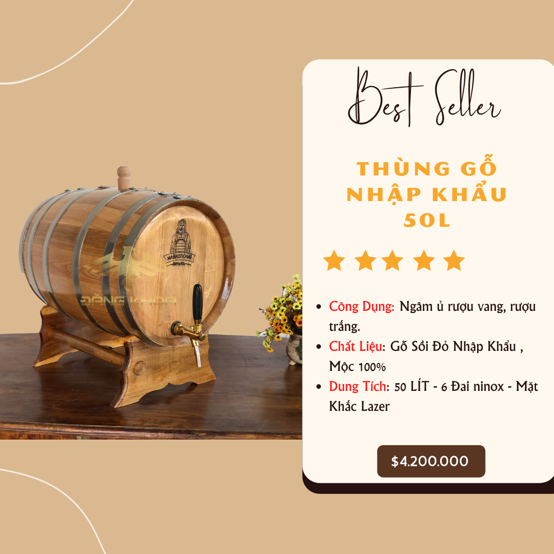 Giá bán thùng gỗ sồi ngâm rượu có đắt không?