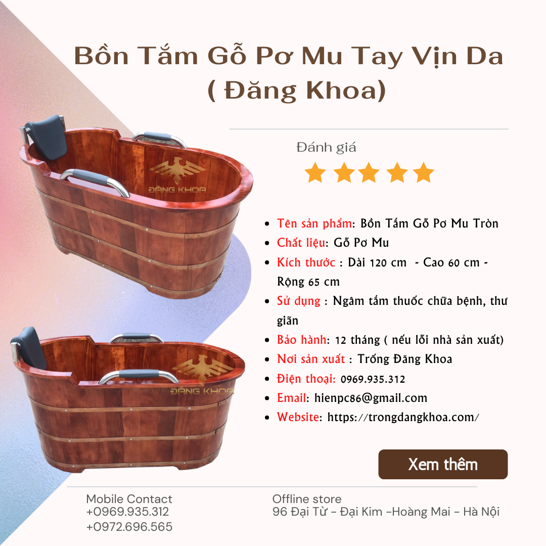 Tìm hiểu về thông tin sản phẩm bồn tắm gỗ Ninh Bình 